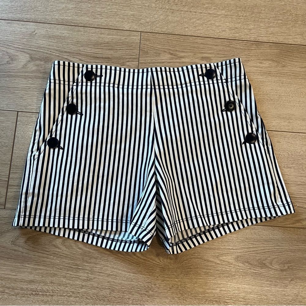 Trina Turk Black and White Striped Women Shorts